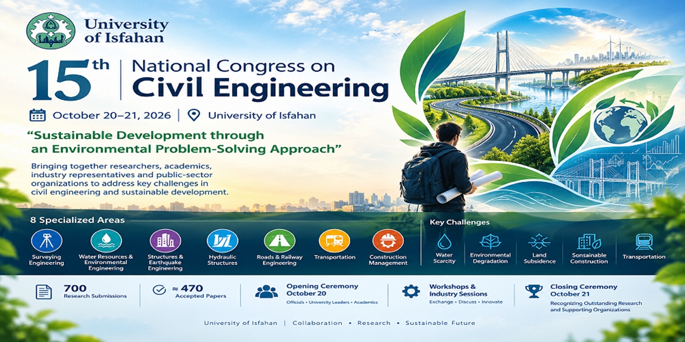 University of Isfahan to Host the 15th National Congress on Civil Engineering